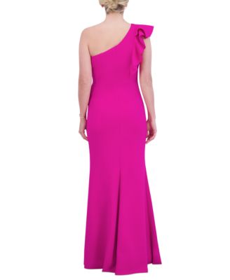 Jessica Howard Women's Ruffled One-Shoulder Sheath Gown Macy's