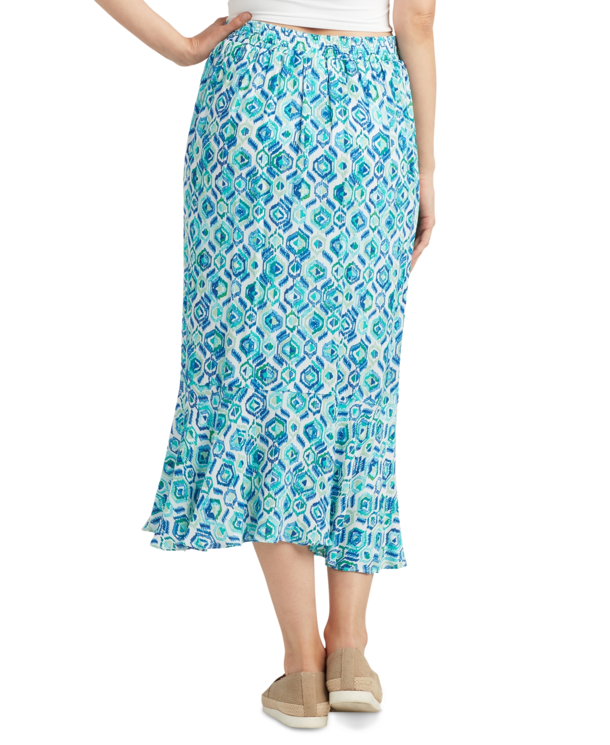 Shop Bcx Juniors' Printed Pull-on Midi Skirt In Blue