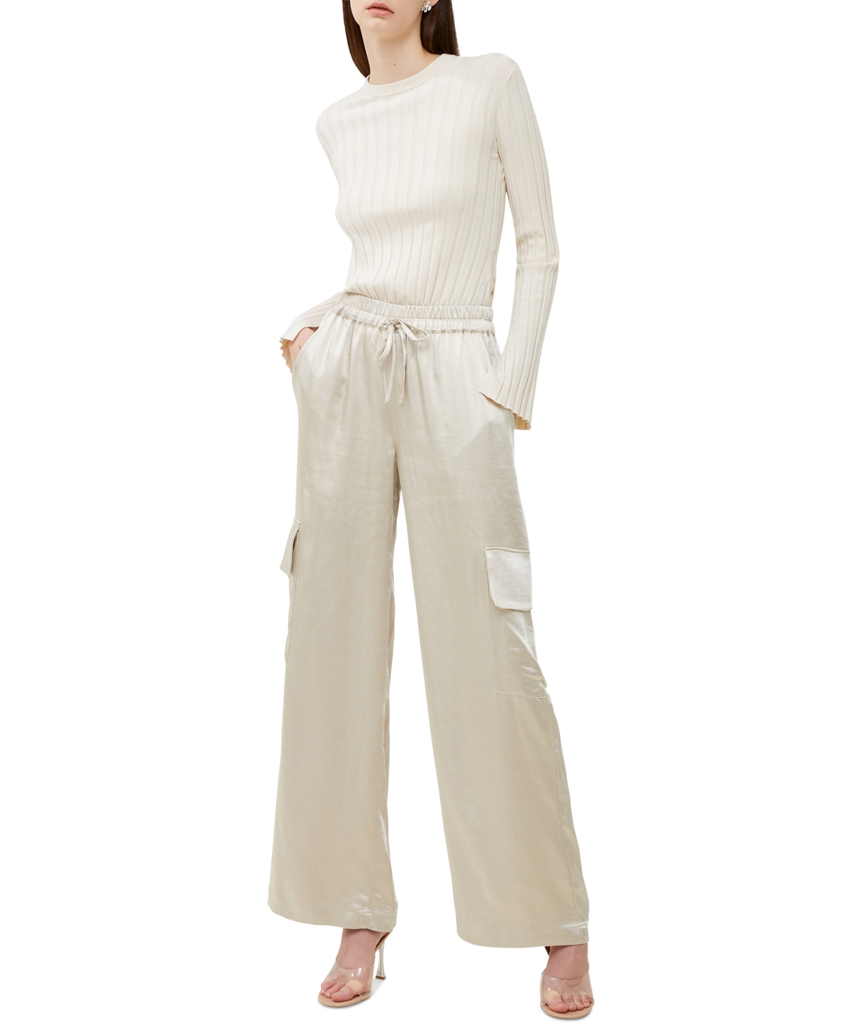 Shop French Connection Women's Choletta Pull-on Cargo Trousers In Silver Lining