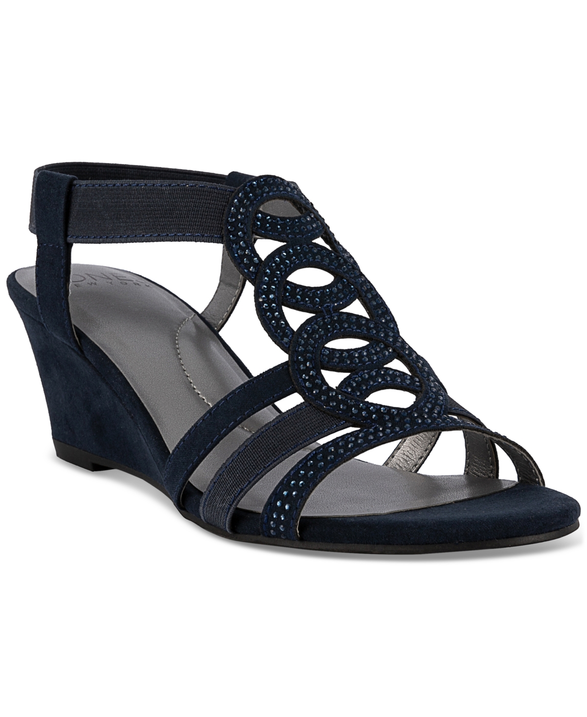 Shop Jones New York Denice Strappy Wedge Sandals In Navy