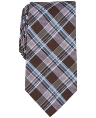 Michael Kors Men's Salerno Plaid Tie Beige Size Regular