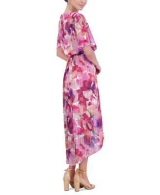 Women's Printed Chiffon High-Low Midi Dress