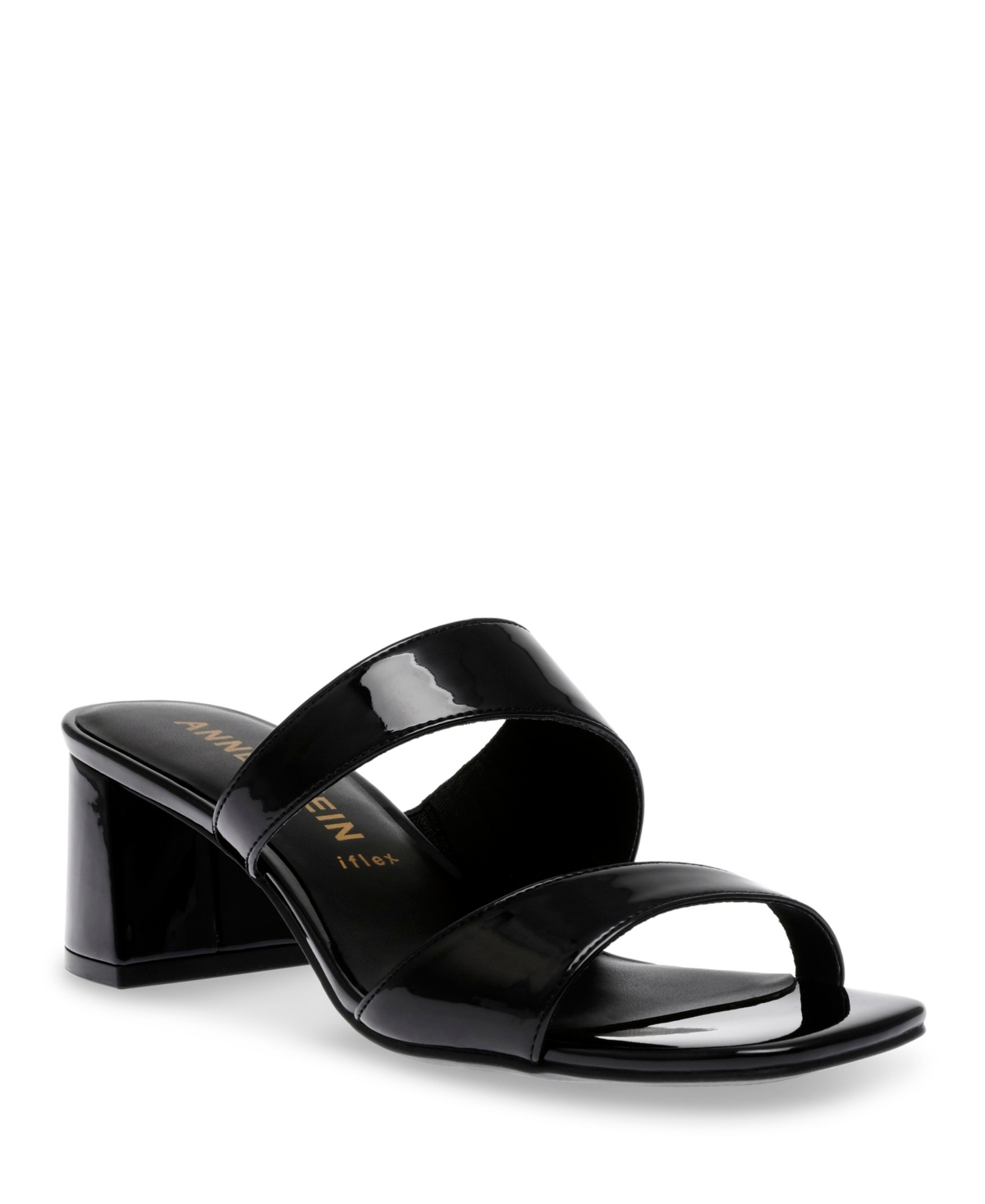 Shop Anne Klein Women's Karma Block Heel Sandals In Black Patent