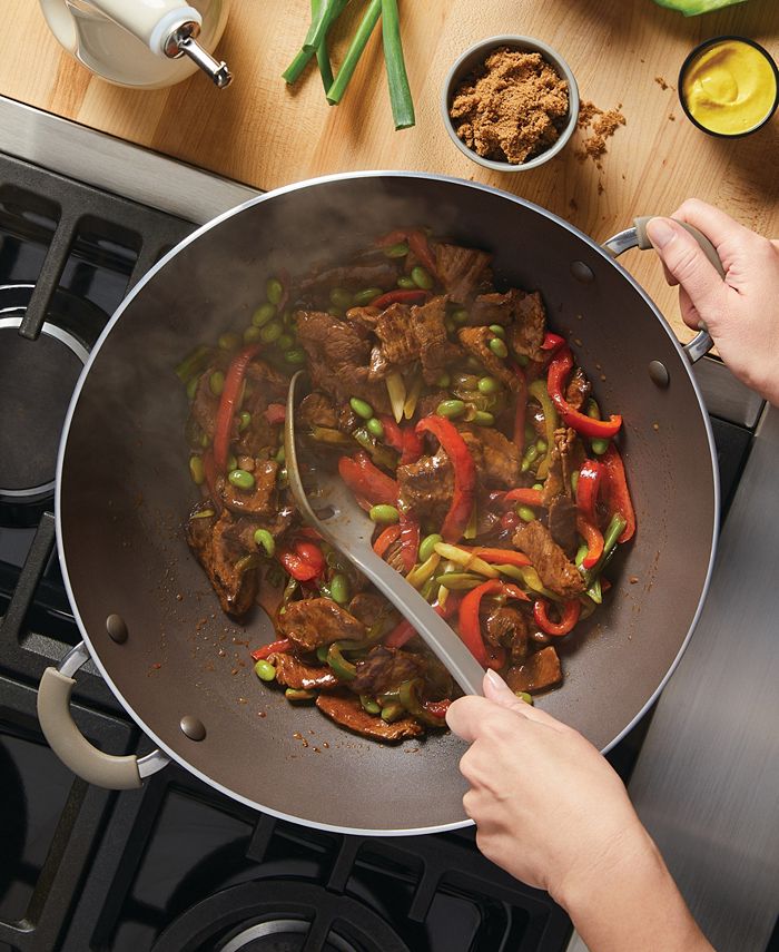 Rachael Ray 12024 Create Delicious padella antiaderente con manico Helper, alluminio, grigio brillante