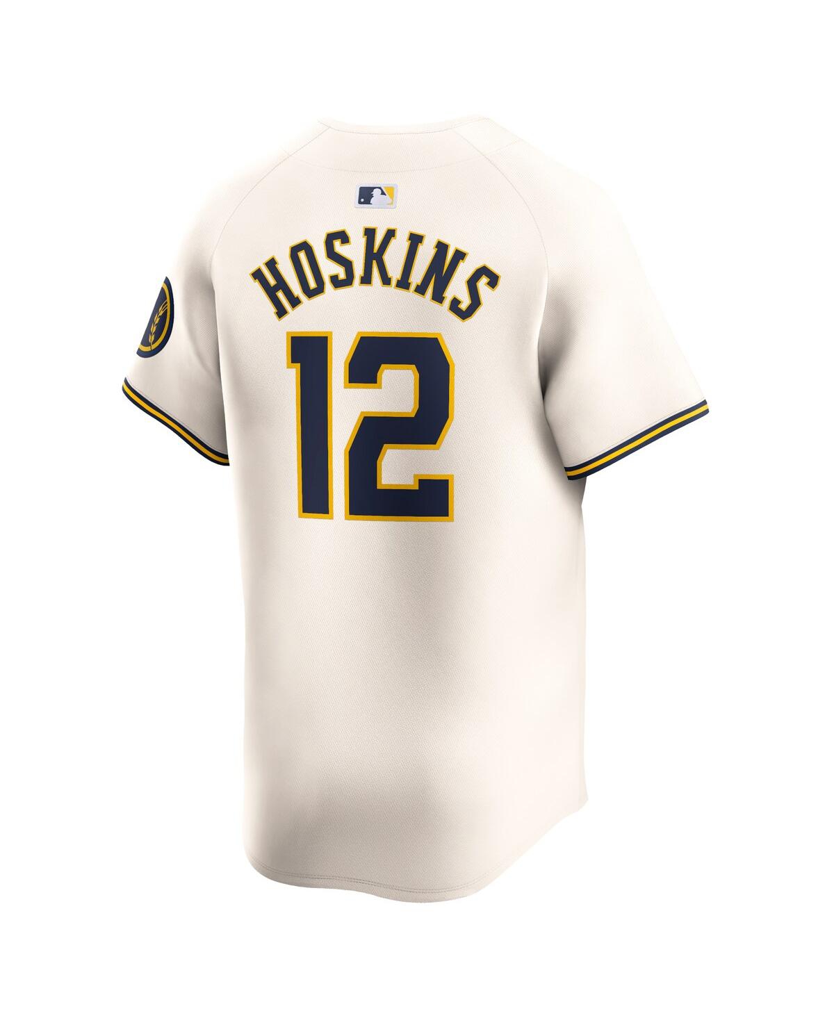 Men's Nike Rhys HoskinsMilwaukee Brewers Home Limited Player Jersey - Cream