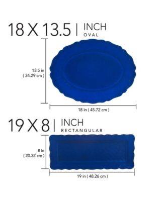 Blue Indigo Crackle 2 Pc Platter Set, Service For 2