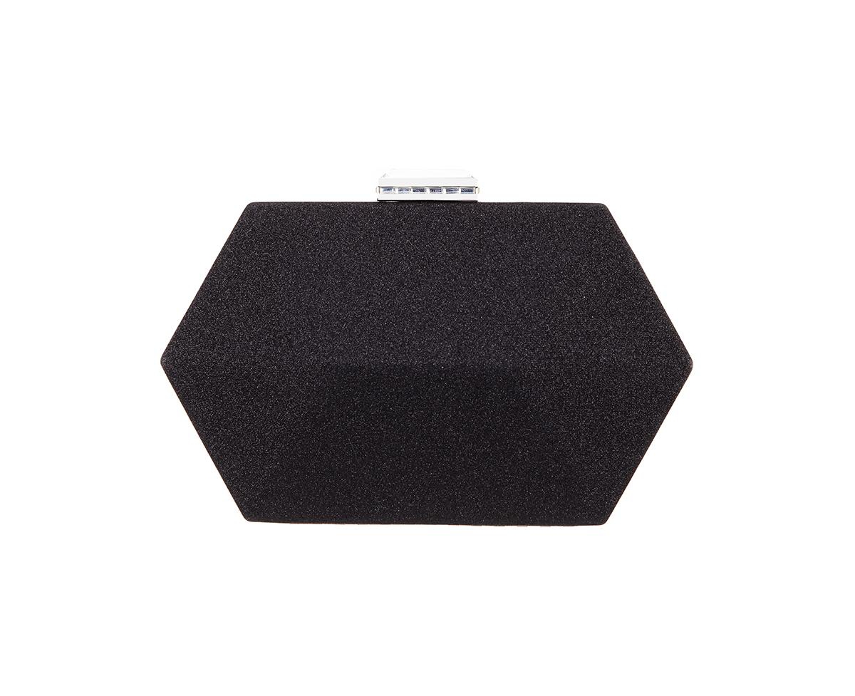Shop Nina Geometric Metallic Glitter Minaudiere Handbag In Black