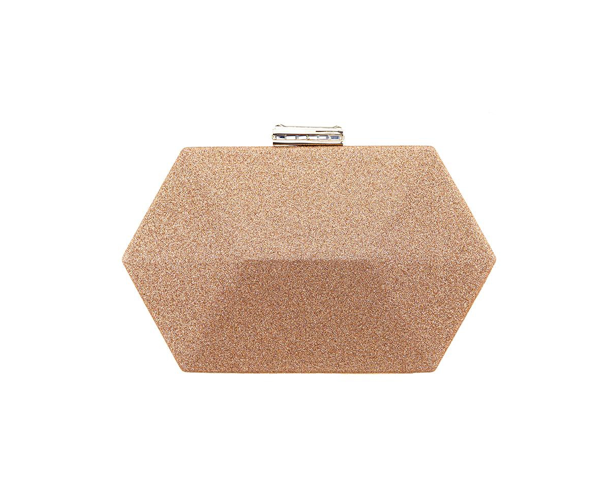 Shop Nina Geometric Metallic Glitter Minaudiere Handbag In Nude