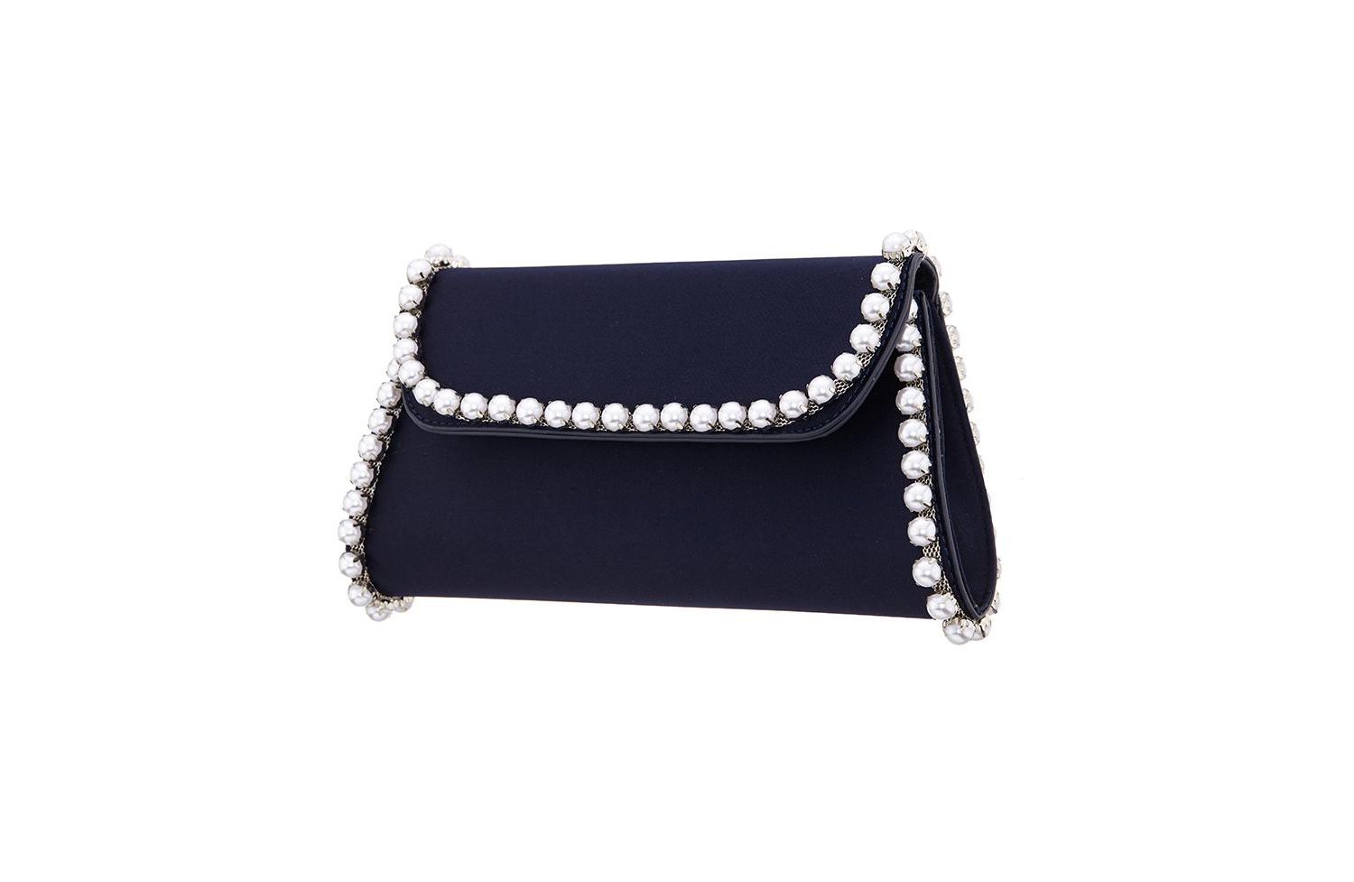 Imitation Pearl Trim Trapezoid Flap Bag