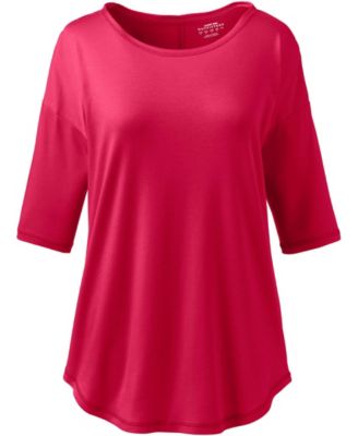 Women's Supima Micro Modal Elbow Sleeve Balletneck Curved Hem Top