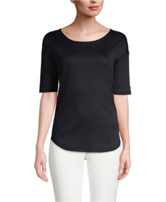 Women's Supima Micro Modal Elbow Sleeve Balletneck Curved Hem Top