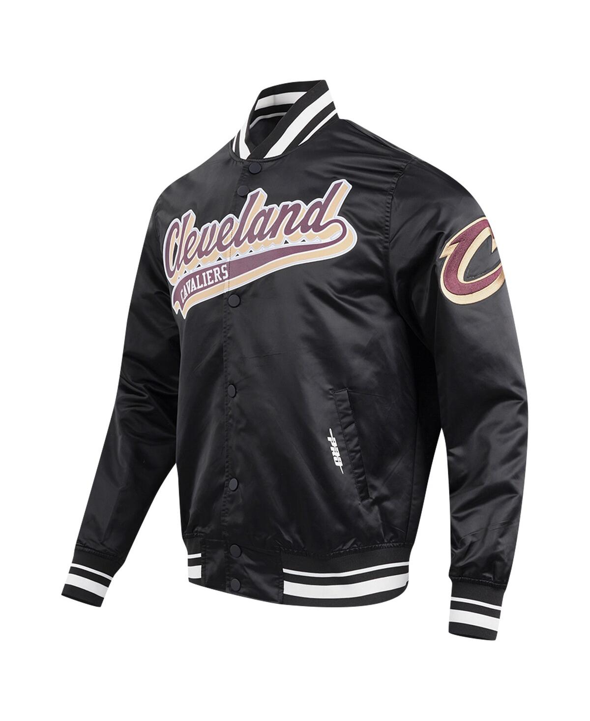 Shop Pro Standard Men's  Black Cleveland Cavaliers Script Tail Full-snap Satin Varsity Jacket