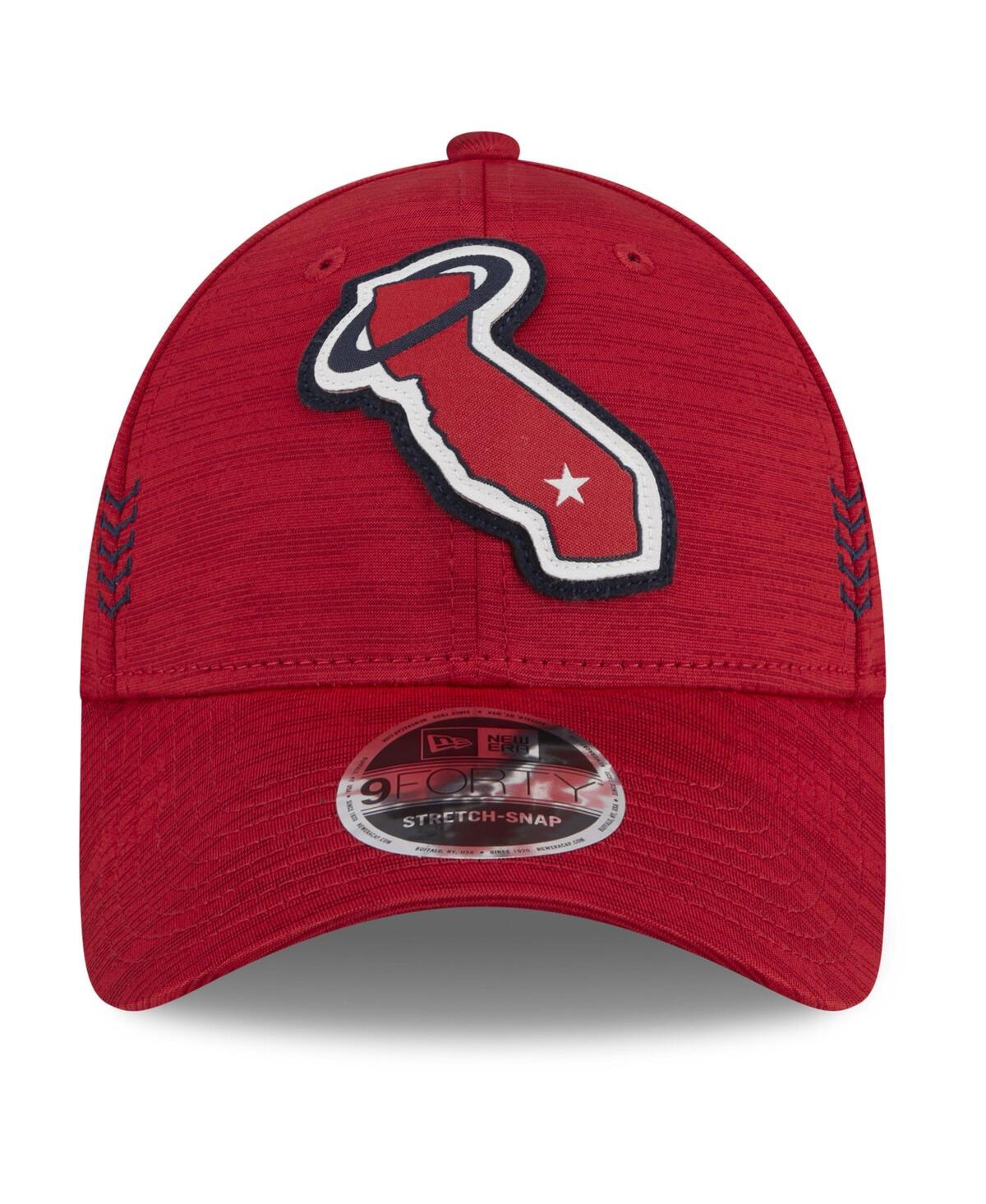 Shop New Era Men's  Red Los Angeles Angels 2024 Clubhouse 9forty Adjustable Hat