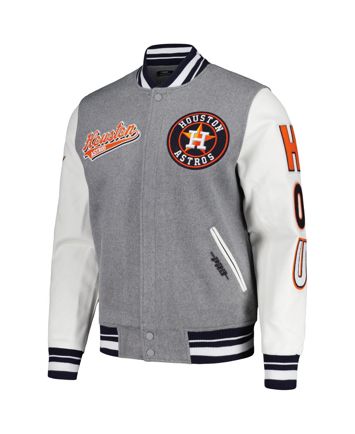 Shop Pro Standard Men's  Heather Gray Houston Astros Script Tail Wool Full-zip Varity Jacket