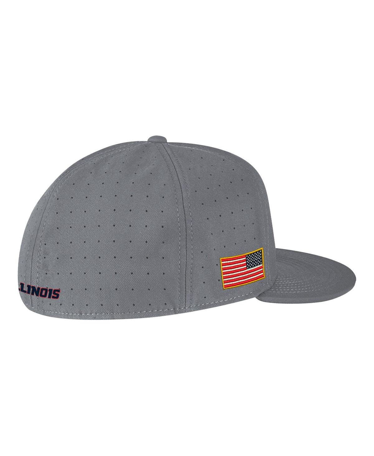 Shop Nike Men's  Gray Illinois Fighting Illini Usa Side Patch True Aerobill Performance Fitted Hat