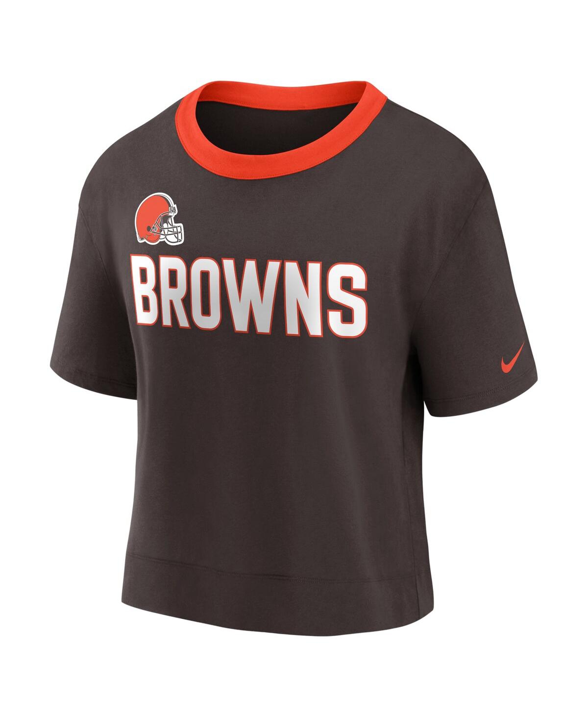 Women's NikeCleveland Browns High Hip Fashion Cropped Top - Brown