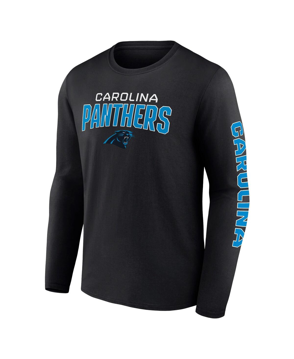 Fanatics Men's  Black Carolina Panthers Big And Tall Wordmark Go The Distance Long Sleeve T-shirt In Black