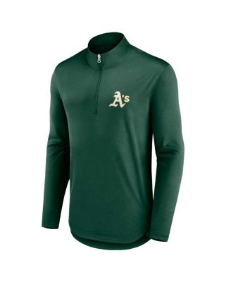Men's Green Oakland Athletics Quarterback Quarter-Zip Top