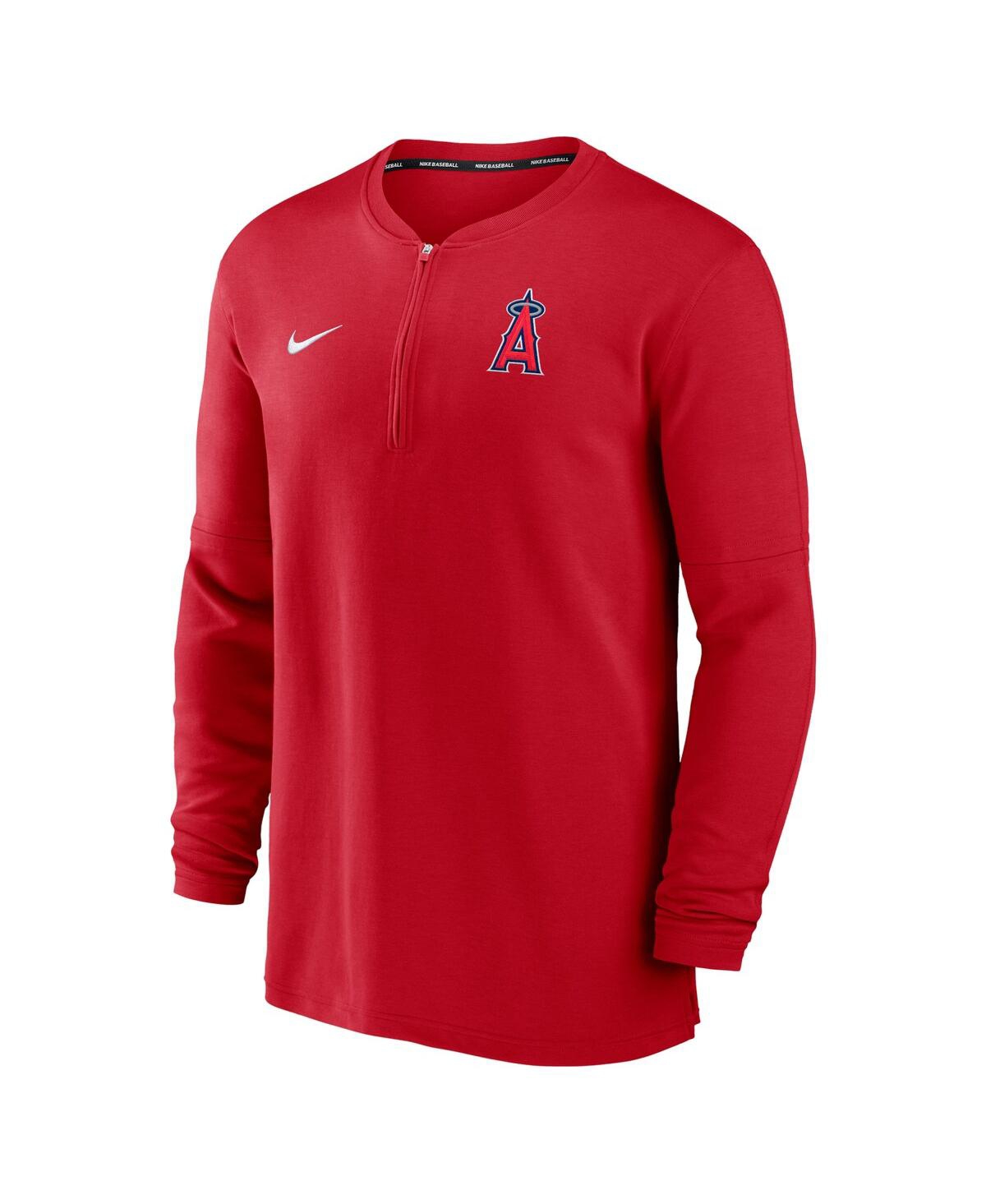 Shop Nike Men's  Red Los Angeles Angels Authentic Collection Game Time Performance Quarter-zip Top