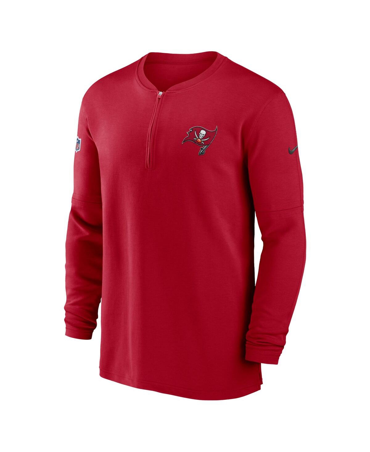 Shop Nike Men's  Red Tampa Bay Buccaneers 2023 Sideline Performance Long Sleeve Tri-blend Quarter-zip Top