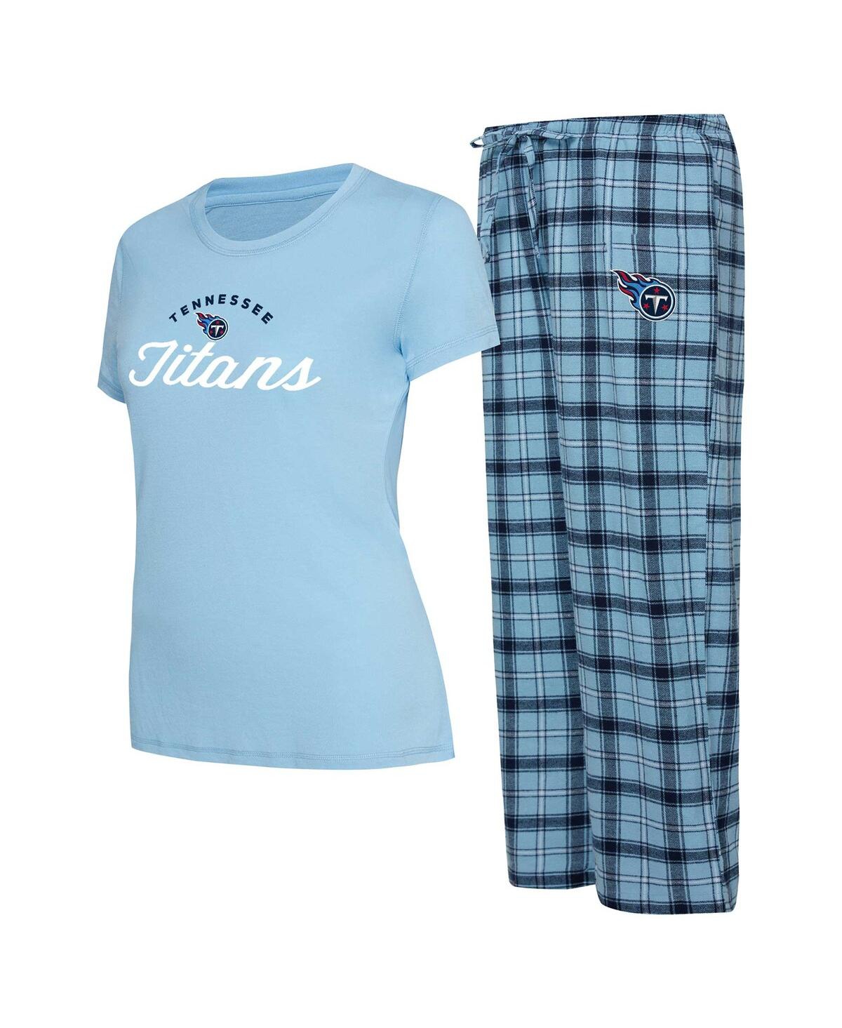 Shop Concepts Sport Women's  Light Blue, Navy Tennessee Titans Arctic T-shirt And Flannel Pants Sleep Set In Light Blue,navy