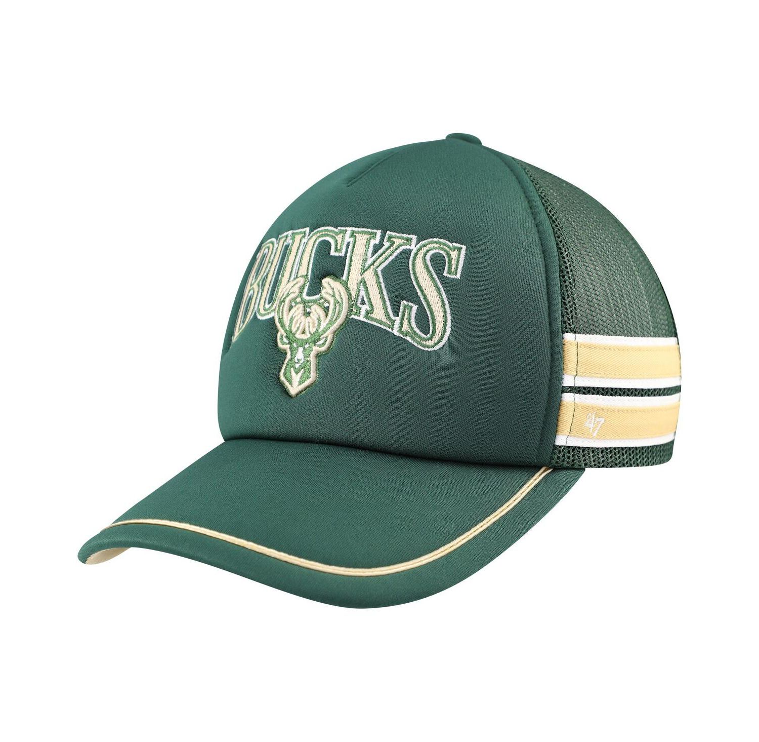 Men's Hunter Green Milwaukee Bucks Sidebrand Stripes Trucker Adjustable Hat