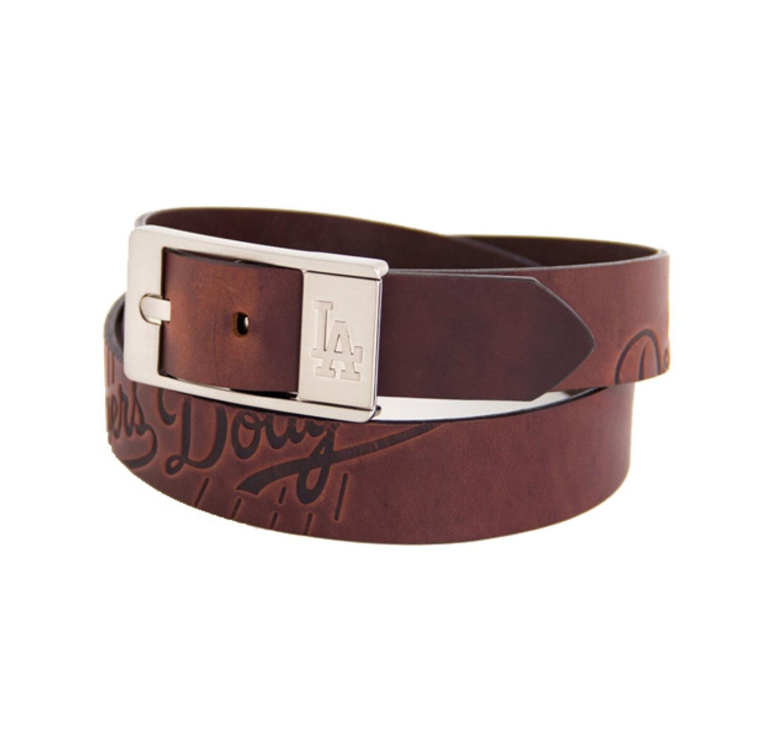 Men's Brown Los Angeles Dodgers Brandish Leather Belt