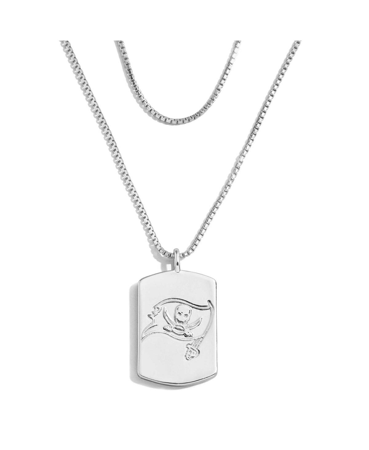 Shop Wear By Erin Andrews Women's  X Baublebar Tampa Bay Buccaneers Silver Dog Tag Necklace In Silver-tone