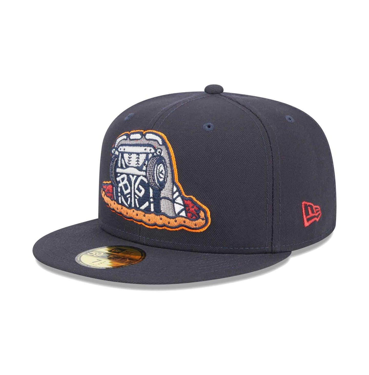 Мужская кепка New Era Navy Bowling Green Hot Rods Theme Nights Bowling Green Sinkholes 59FIFTY Fitted Hat — фото 1
