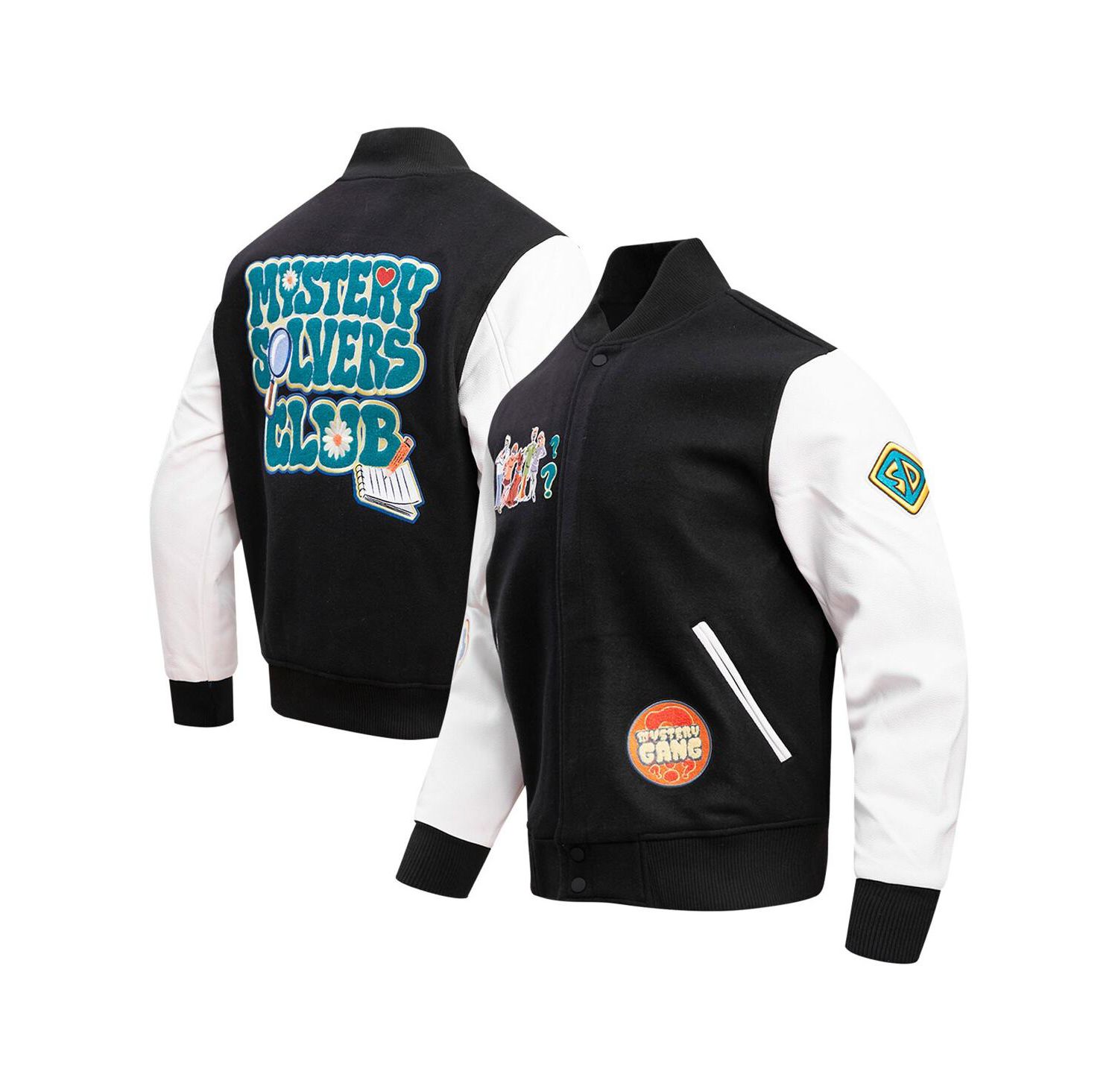 Men's Black Scooby-Doo Mystery Solvers Club Full-Zip Varsity Jacket