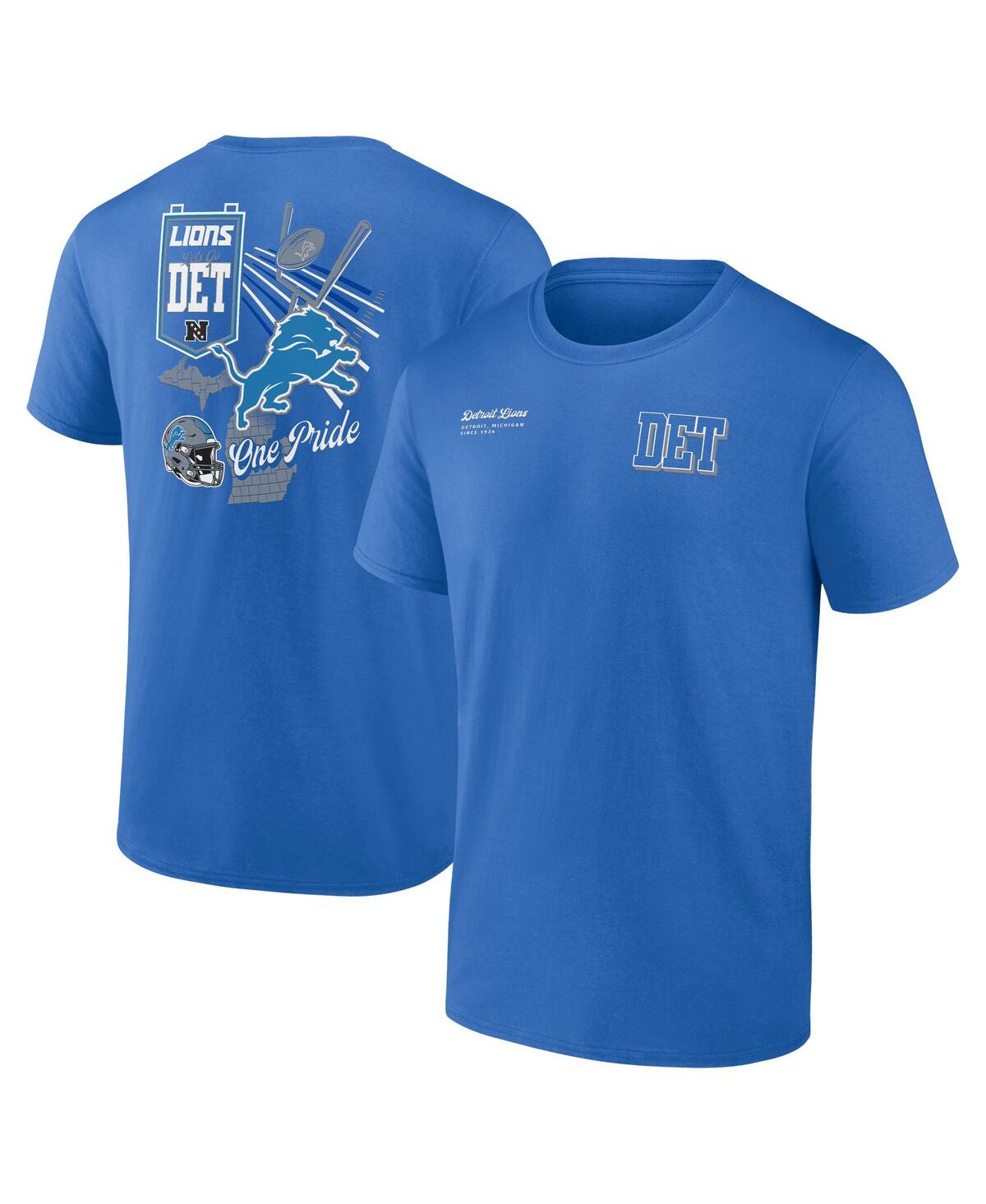 Shop Fanatics Men's  Blue Detroit Lions Split Zone T-shirt