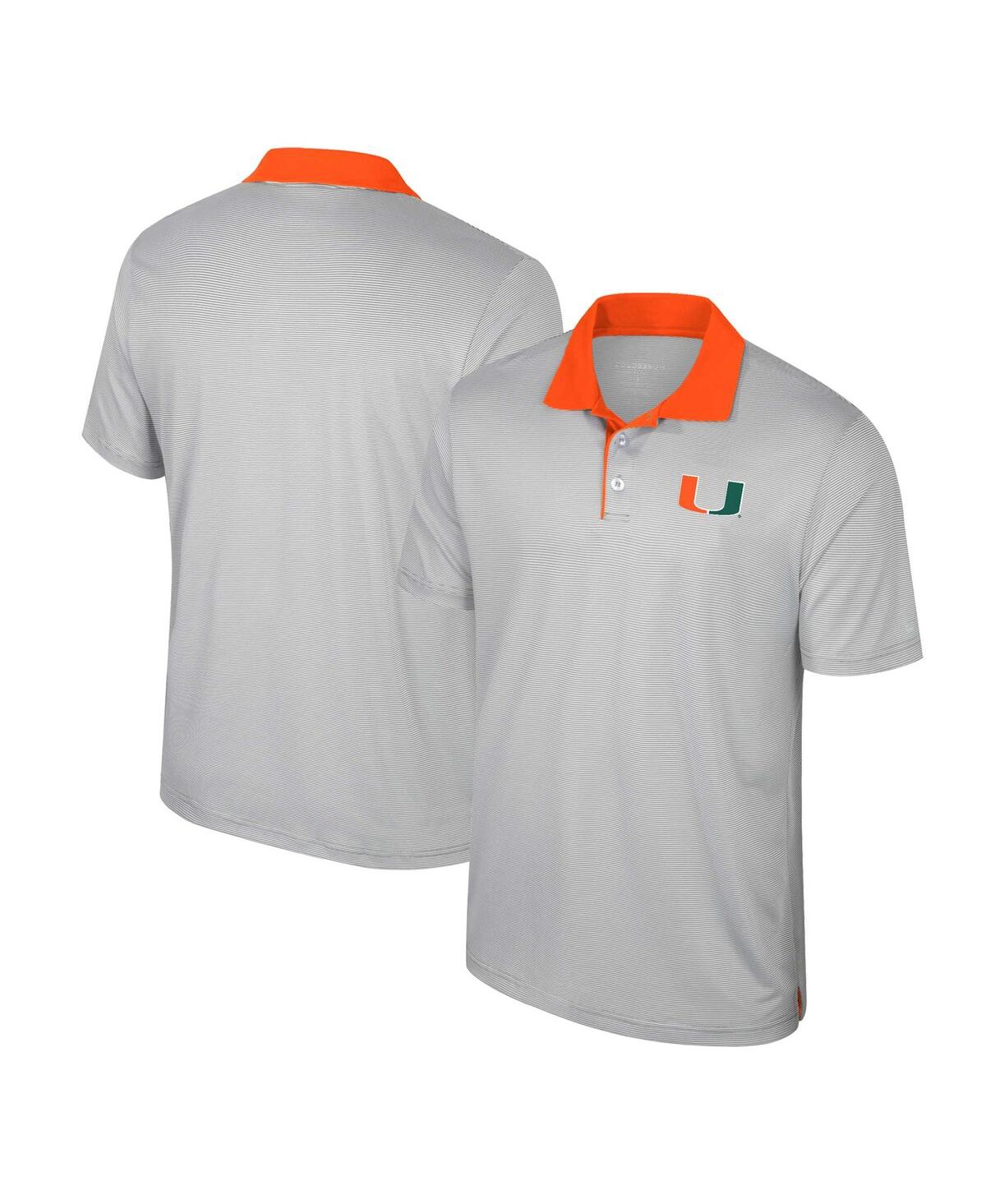 Shop Colosseum Men's  Gray Miami Hurricanes Tuck Striped Polo Shirt