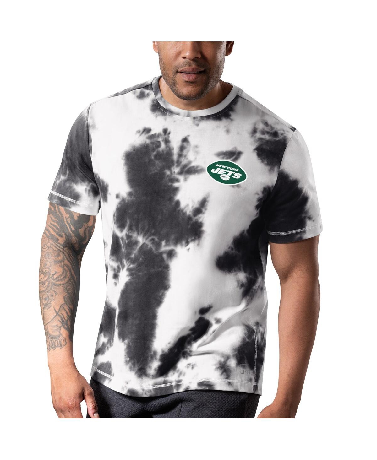 Shop Msx By Michael Strahan Men's  Black New York Jets Freestyle Tie-dye T-shirt