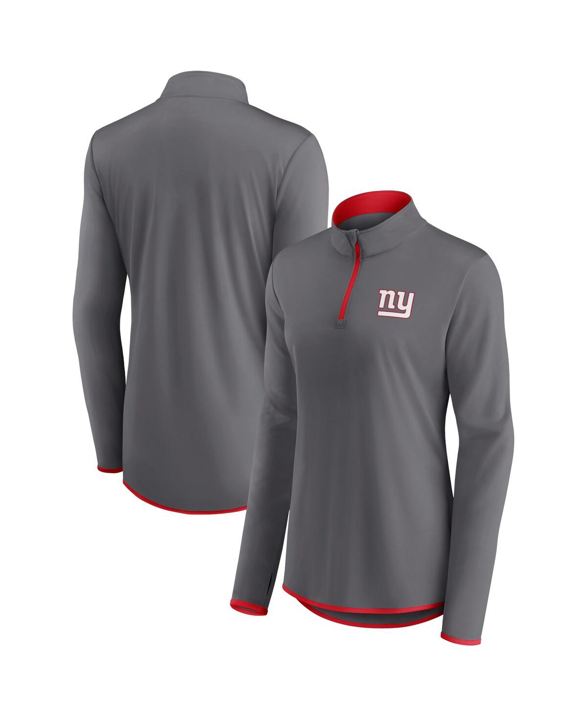 Fanatics Branded  Gray New York Giants Corner Long Sleeve 1/4 Zip Top In Gray