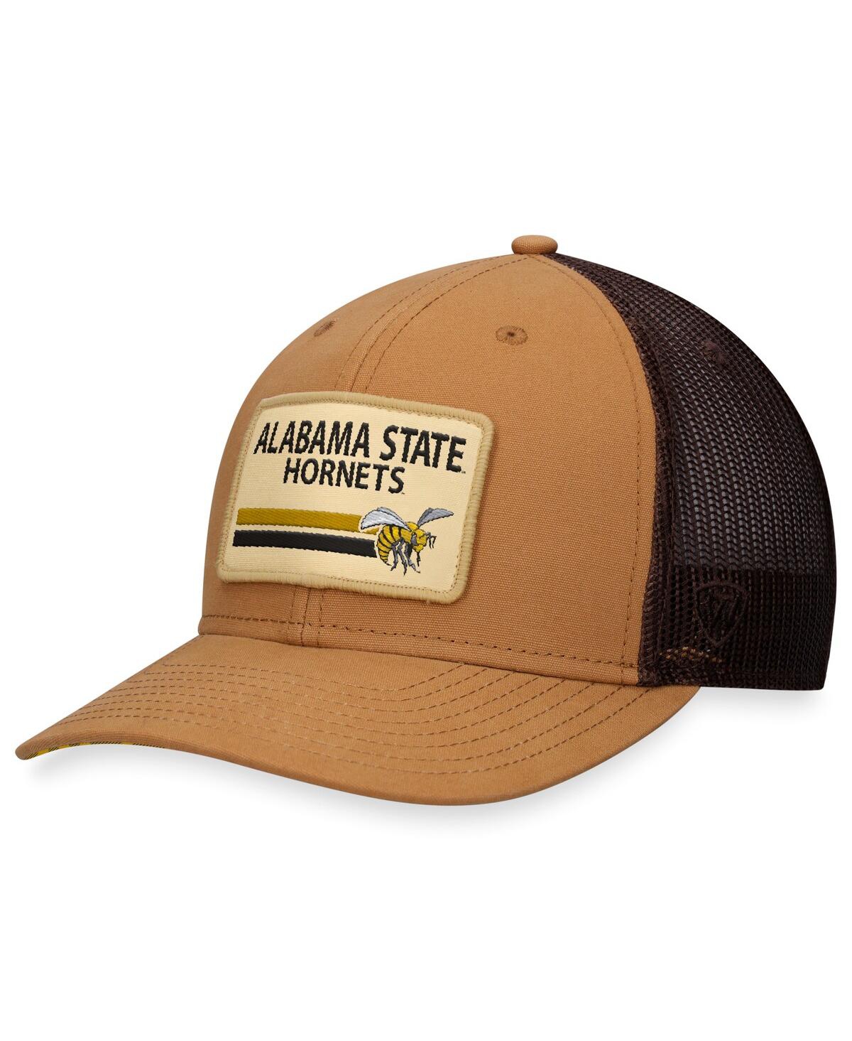 Top Of The World Men's  Khaki Alabama State Hornets Strive Trucker Adjustable Hat In Brown