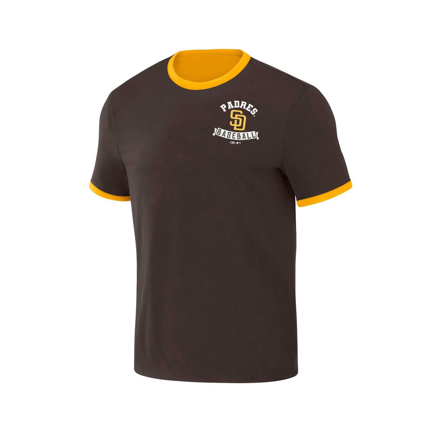 Men's Darius Rucker Collection by Brown, Gold Distressed San Diego Padres Two-Way Ringer Reversible T-shirt