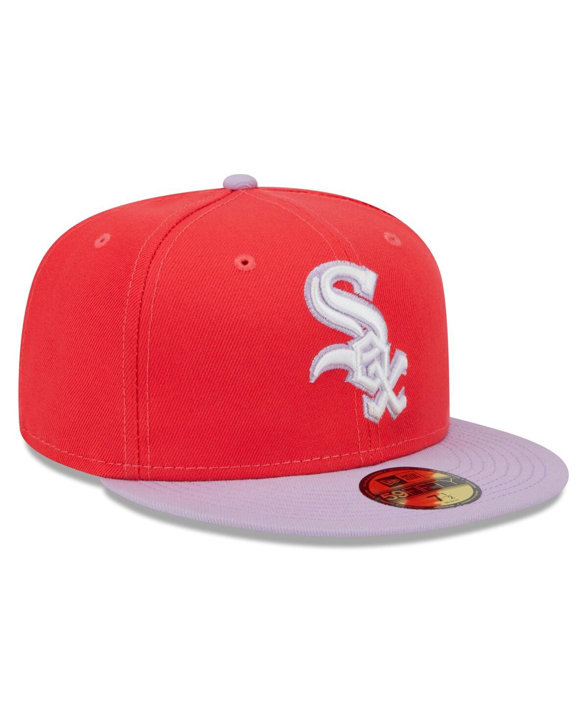NEW ERA MEN'S NEW ERA RED, LAVENDER CHICAGO WHITE SOX SPRING COLOR TWO-TONE 59FIFTY FITTED HAT 