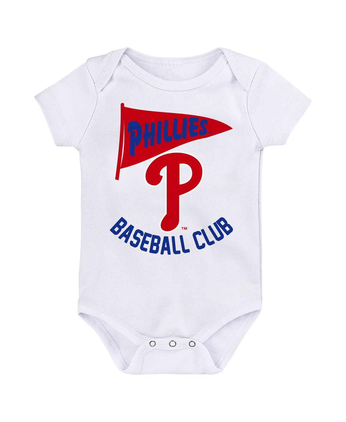 Baby Boys and Girls Fanatics Philadelphia Phillies Fan Pennant 3-Pack Bodysuit Set - Royal, White