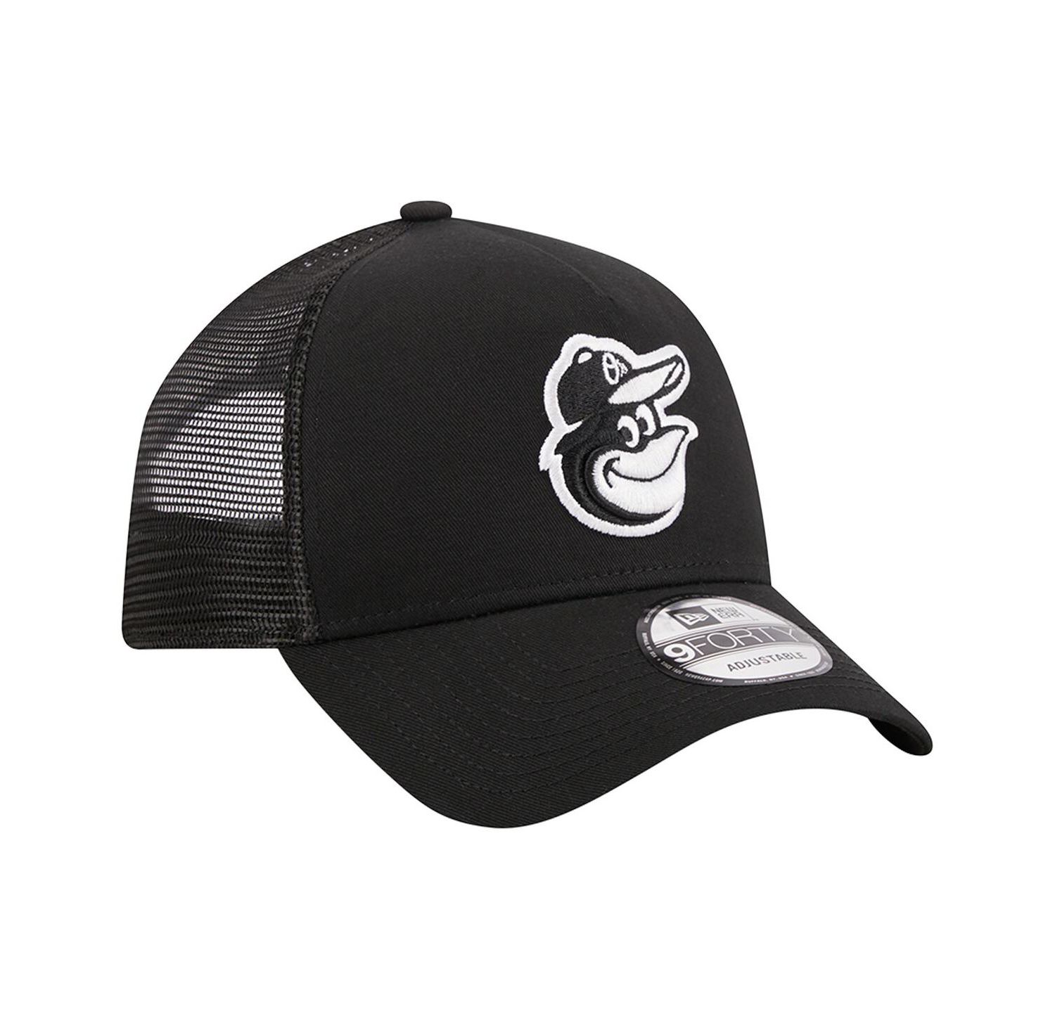 Men's Black Baltimore Orioles A-Frame 9FORTY Trucker Adjustable Hat