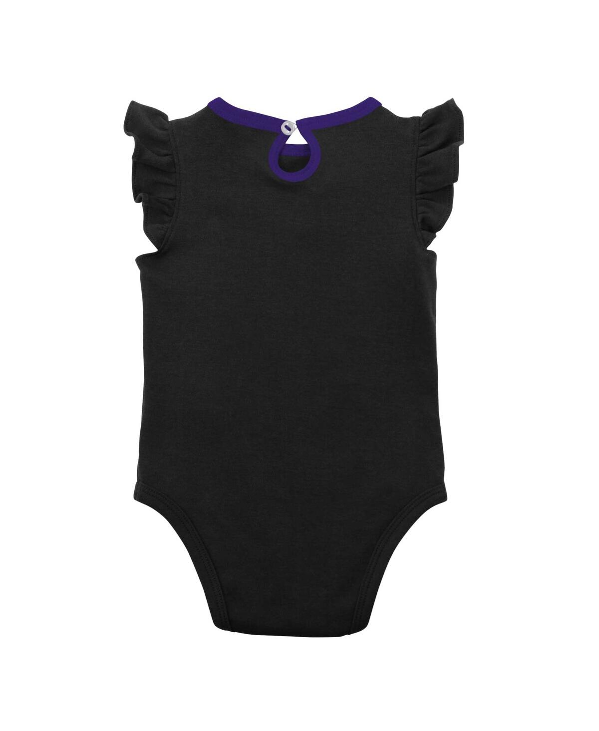 Shop Outerstuff Baby Girls Black, Heather Gray Colorado Rockies Little Fan Two-pack Bodysuit Set In Black,heather Gray
