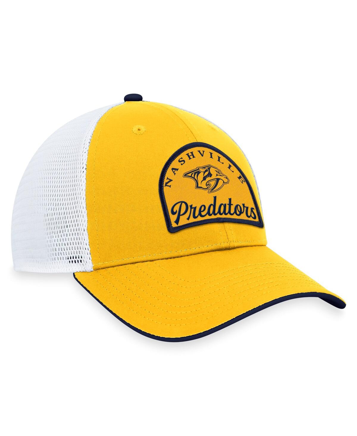 Shop Fanatics Men's  Gold, White Nashville Predators Fundamental Adjustable Hat In Gold,white