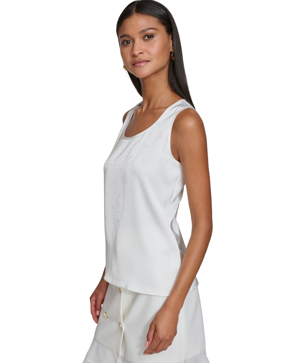 Karl Lagerfeld Paris Women's Jacquard Scoop-Neck Tank Top