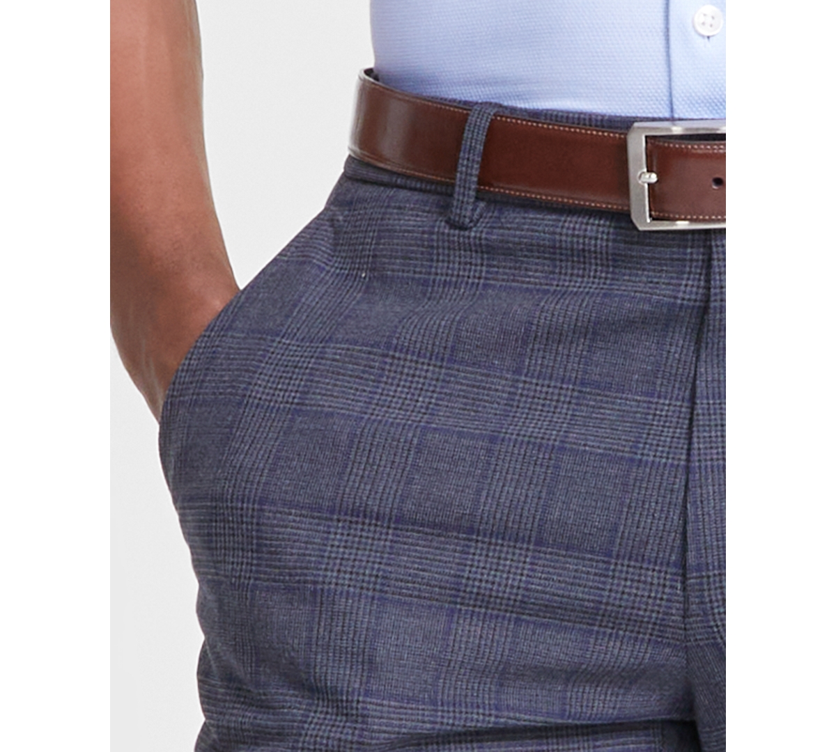 Tommy Hilfiger Men's Modern-Fit Stretch Performance Pants -Blue Plaid