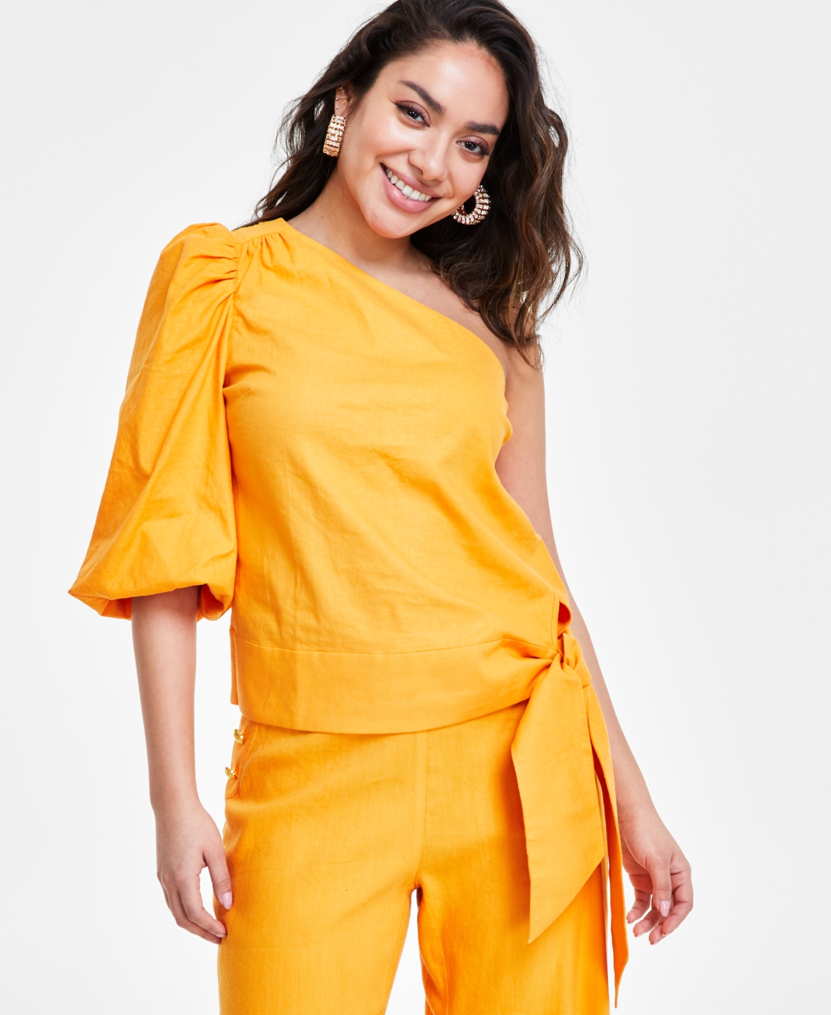 Inc International Concepts Petite One-shoulder Top, Created For Macy's In Mango Daquiri