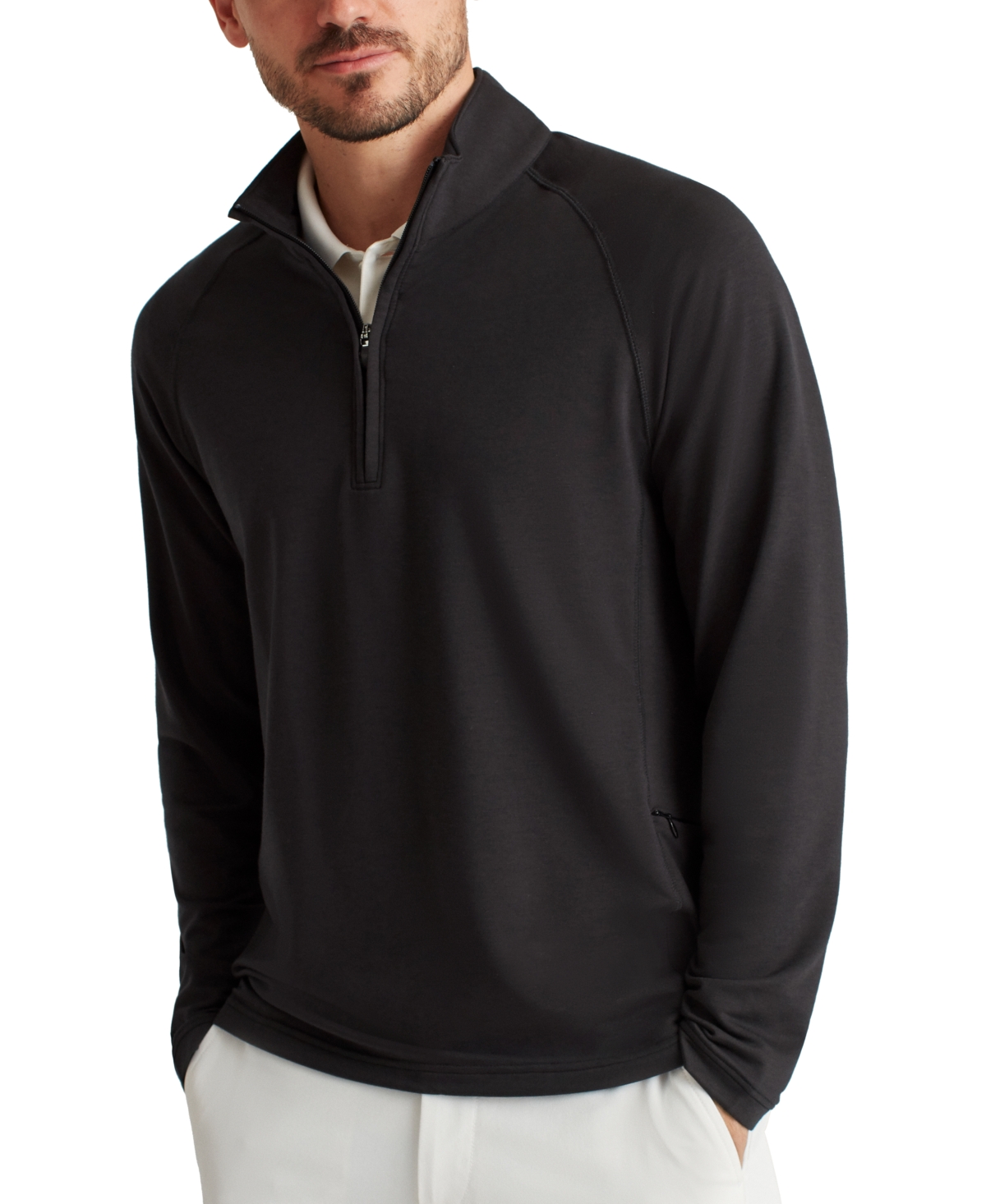 Men's Long Sleeve Half-Zip Pullover Sweatshirt - Black