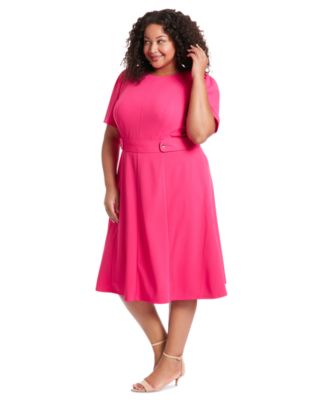 Plus Size Fit & Flare Scuba Crepe Midi Dress