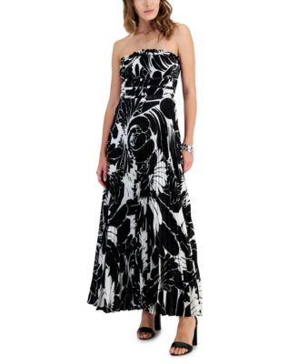 Taylor - Women's Strapless Pleated Satin Gown