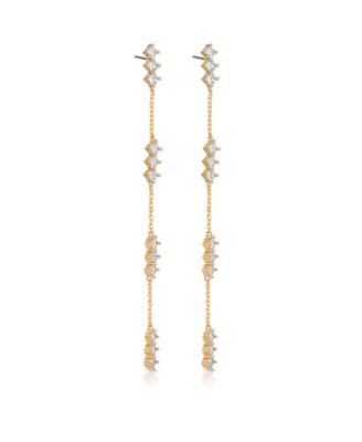 Linear Crystal 18k Gold Plated Drop Earrings