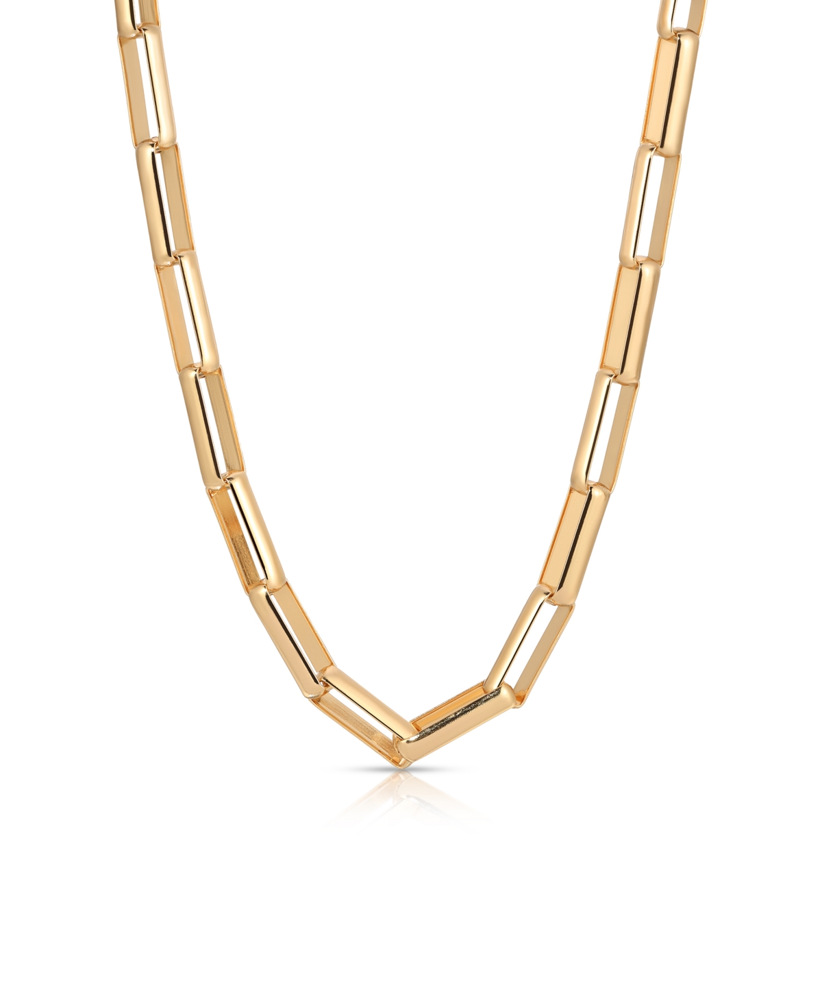 18k Gold Plated Rectangular Link Necklace - Gold