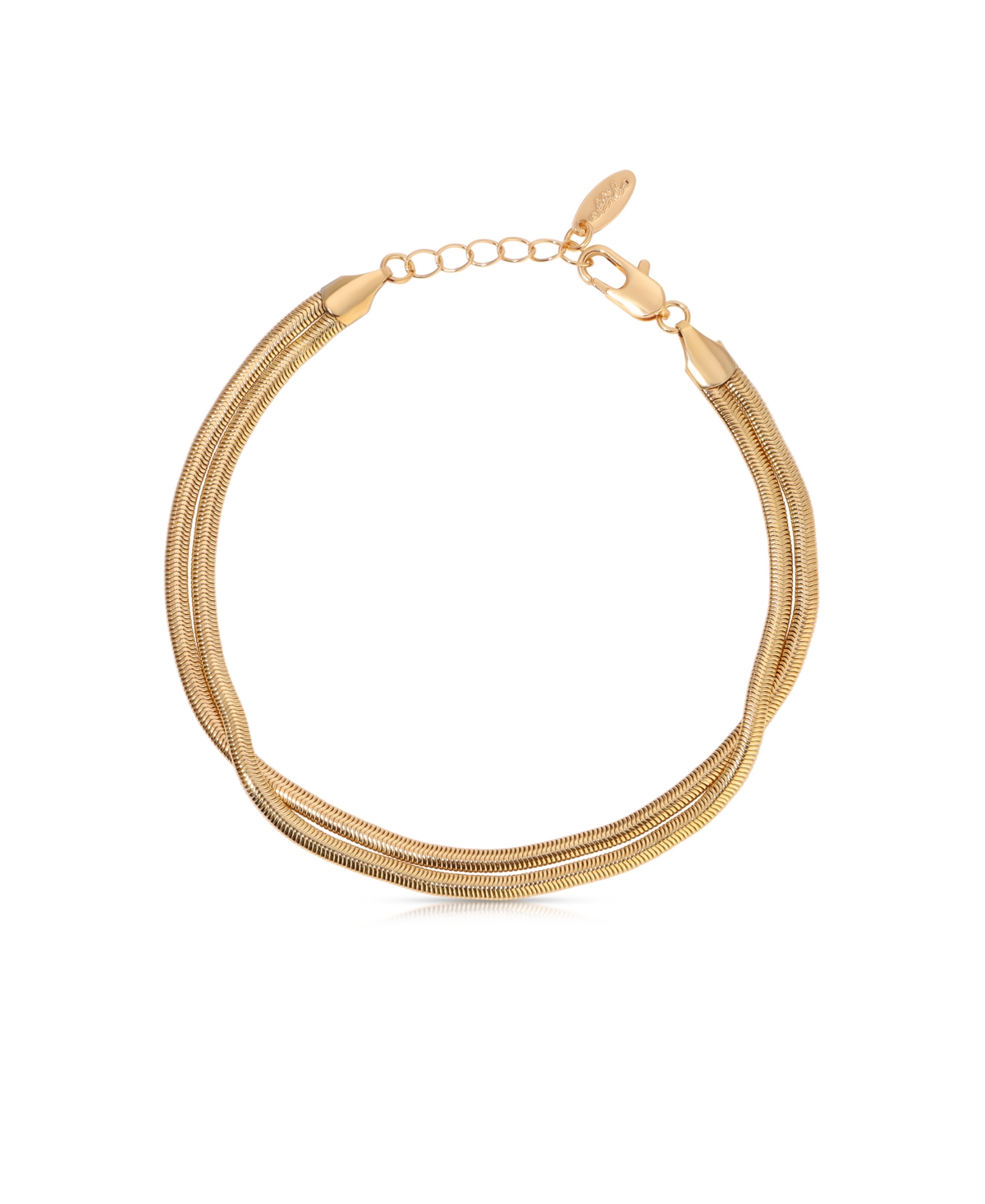 Slinky Snake Double Chain 18k Gold Plated Anklet - Gold